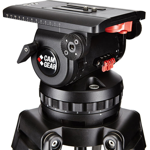 Camgear V35P Fluid Head with Wedge Plate WP-5 and Telescopic Pan Bars