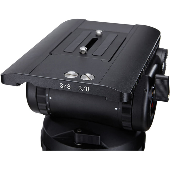 Camgear V35P Fluid Head with Wedge Plate WP-5 and Telescopic Pan Bars