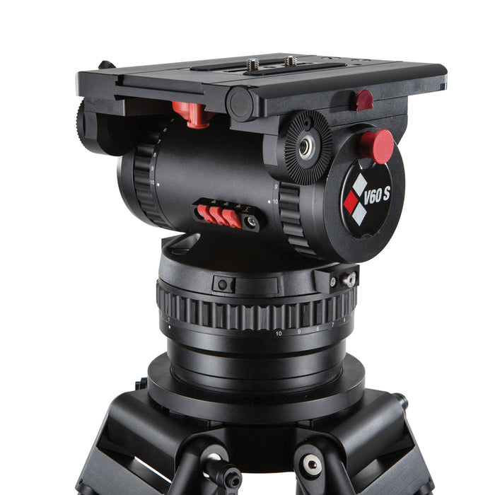Camgear V60S EFP ALMS Camera Tripod System with Mid-Level Spreader – Professional heavy-duty tripod for broadcast and film production