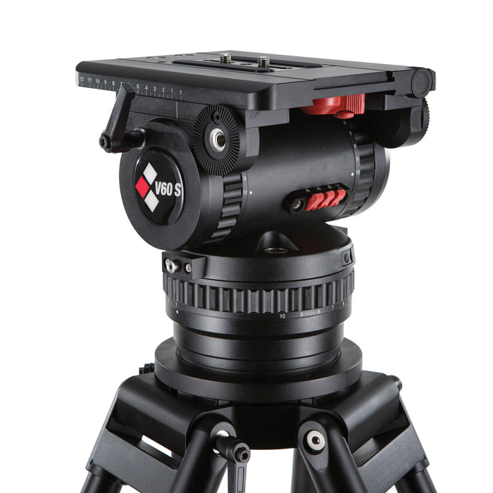 Camgear V60S EFP ALMS Camera Tripod System with Mid-Level Spreader – Professional heavy-duty tripod for broadcast and film production