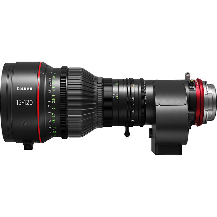 Canon CINE-SERVO 15-120mm T2.95-3.9 zoom lens with 1.5x extender and EF mount for cinema and broadcast production