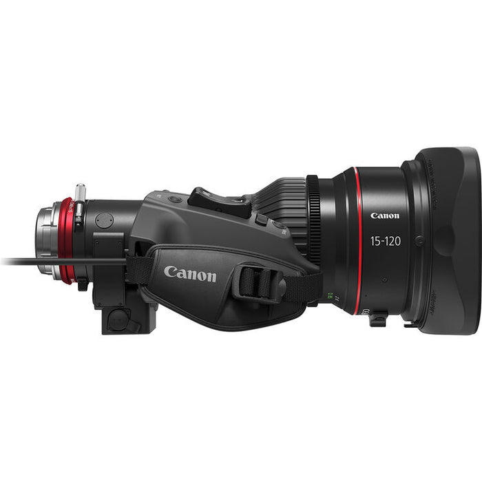 Canon CINE-SERVO 15-120mm T2.95-3.9 zoom lens with 1.5x extender and PL mount for cinema and broadcast production