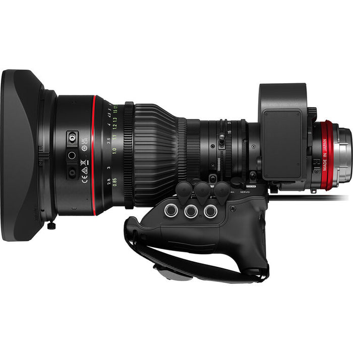 Canon CINE-SERVO 15-120mm T2.95-3.9 zoom lens with 1.5x extender and PL mount for cinema and broadcast production