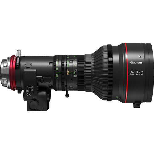 Canon CINE-SERVO 25-250mm T2.95 cinema zoom lens with EF mount for film, broadcast, and live production