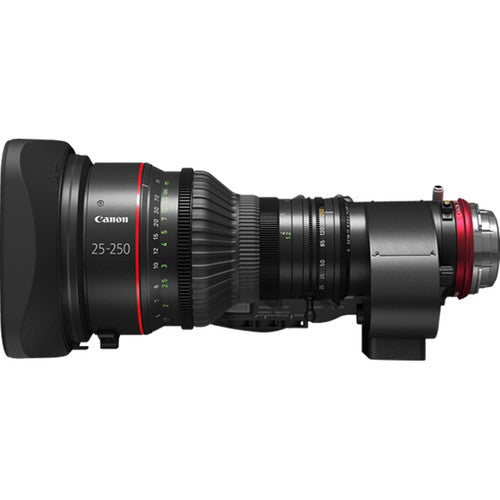 Canon CINE-SERVO 25-250mm T2.95 cinema zoom lens with EF mount for film, broadcast, and live production