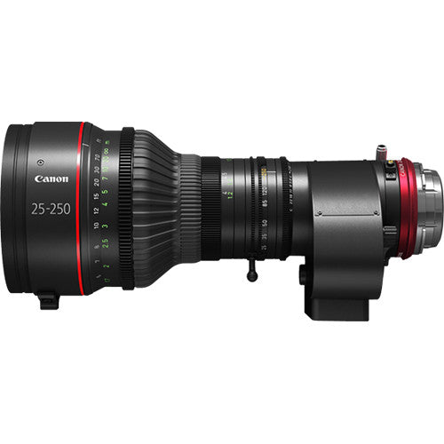Canon CINE-SERVO 25-250mm T2.95 cinema zoom lens with EF mount for film, broadcast, and live production
