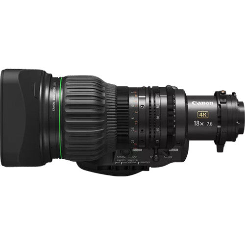 Canon CJ18ex7.6B KASE S 4K UHDgc 2/3 inch 18x broadcast servo lens with Type-S drive and 7.6-137mm range