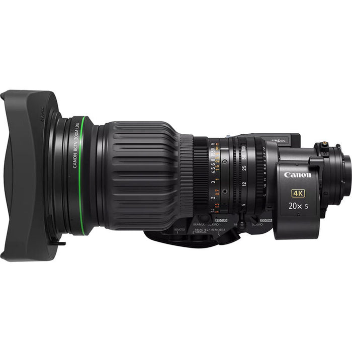 Canon CJ20ex5B IASE T 2/3 inch 4K UHDxs 20x broadcast lens with 5-100mm range and 2x extender