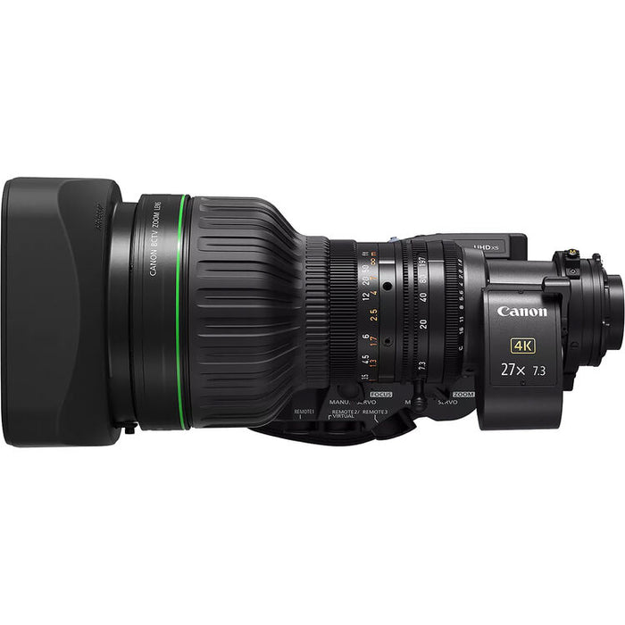 Canon CJ27ex7.3B IASE T 2/3 inch UHD 27x portable broadcast lens with 7.3-197mm range and 2x extender