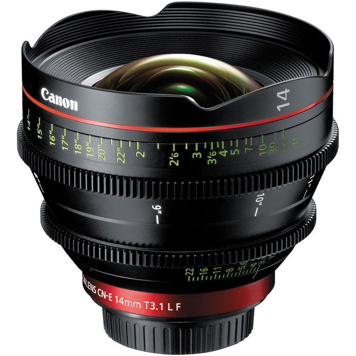 Canon CN-E 14mm T3.1 L F cinema prime lens with EF mount for full-frame cinematic production