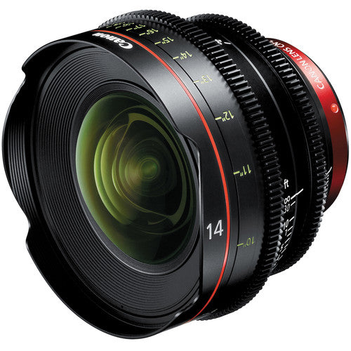 Canon CN-E 14mm T3.1 L F cinema prime lens with EF mount for full-frame cinematic production