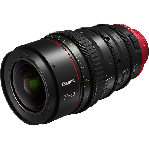 Canon CN-E 20-50mm T2.4 LF cinema zoom lens for EF mount, featuring a fast T2.4 aperture, 4K/8K resolution support, and professional cine-grade optics.