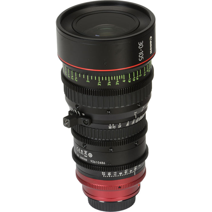 Canon CN-E 30-105mm T2.8 PL mount cinema zoom lens with high optical performance, compact design, and smooth focus control for professional filmmakers.