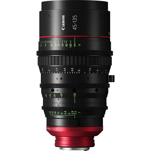 Canon CN-E 45-135mm EF T2.4 cinema zoom lens with EF mount, compact design, smooth focus control, and high-quality optics for professional filmmaking.
