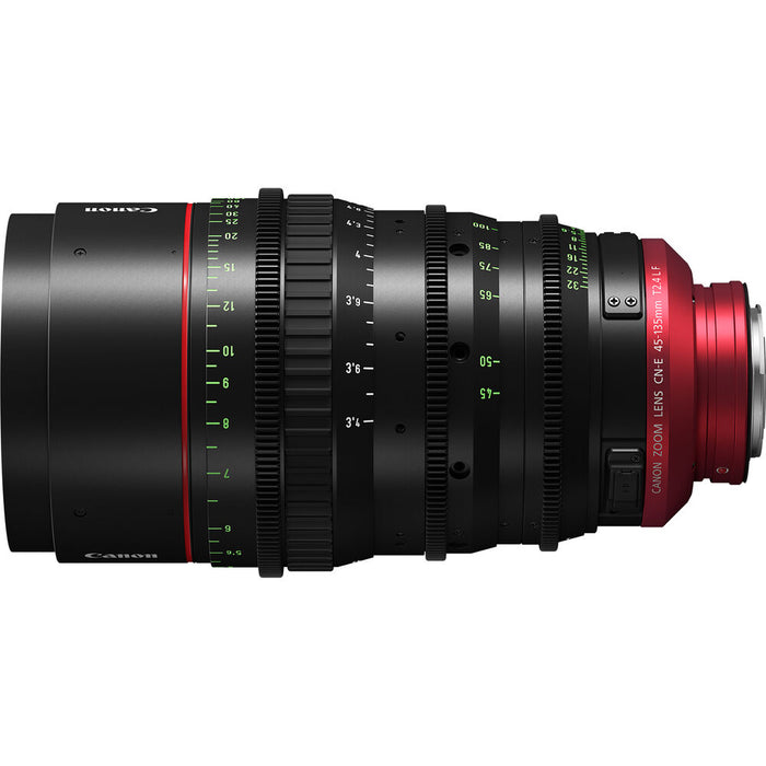 Canon CN-E 45-135mm EF T2.4 cinema zoom lens with EF mount, compact design, smooth focus control, and high-quality optics for professional filmmaking.