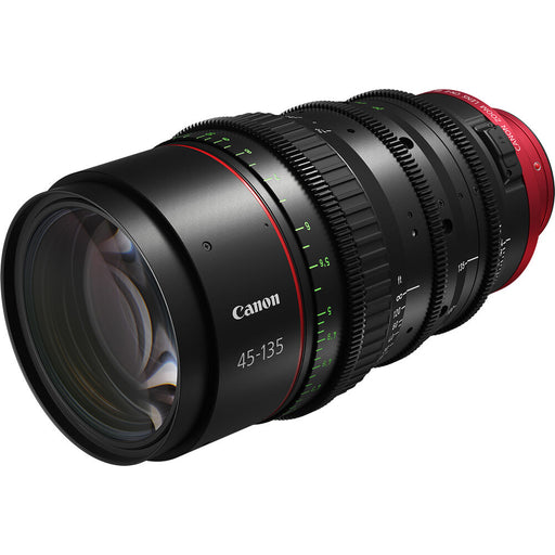Canon CN-E 45-135mm EF T2.4 cinema zoom lens with EF mount, compact design, smooth focus control, and high-quality optics for professional filmmaking.