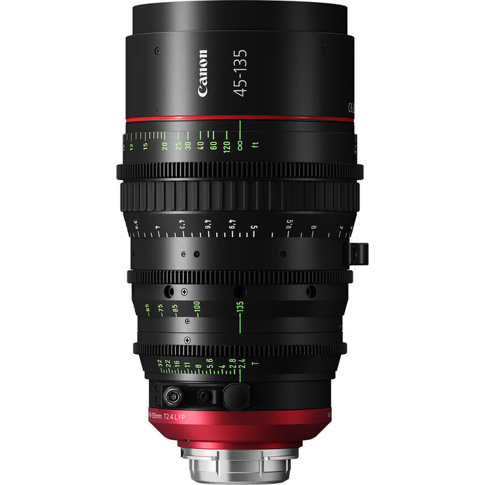 Canon CN-E 45-135mm T2.4 PL Mount Compact Servo Cinema Zoom Lens, ideal for 4K+ filmmaking with smooth focus and precise optical performance.