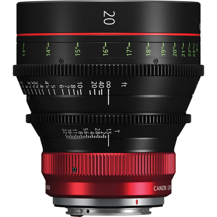 Canon CN-R 20mm T1.5 L F cinema prime lens with RF mount for full-frame cinematic production