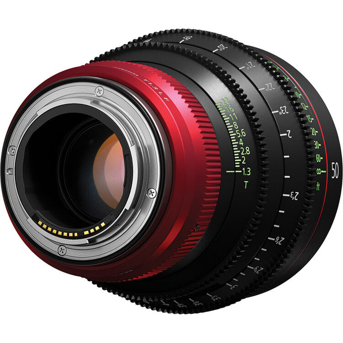 Canon CN-R 50mm T1.3 L F cinema prime lens with RF mount for full-frame cinematic production