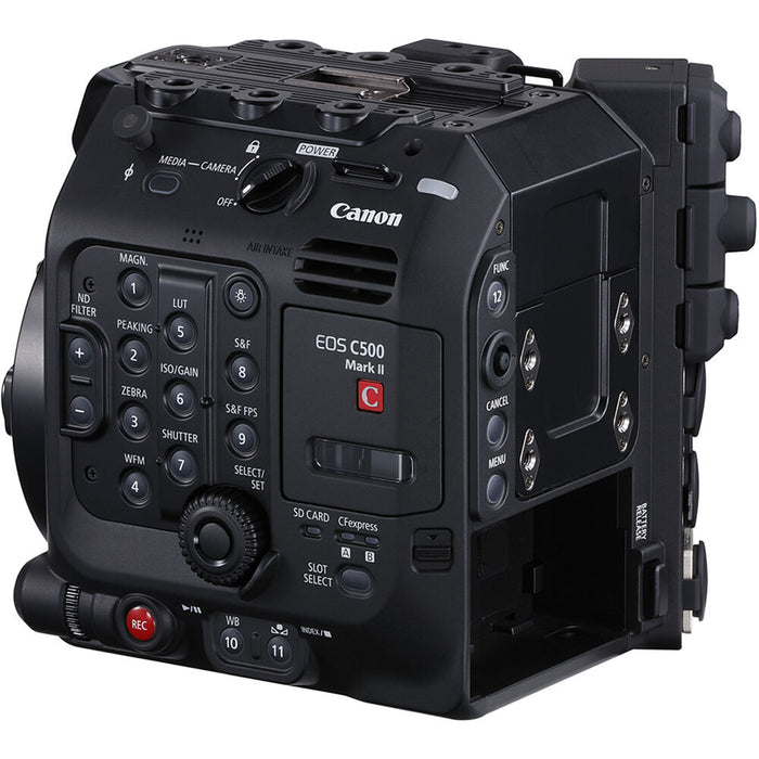Canon EOS C500 Mark II 5.9K full-frame cinema camera, featuring a modular design, Dual Pixel CMOS AF, and internal Cinema RAW Light recording.