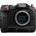 Canon EOS C70 Cinema Camera with RF Mount, featuring 4K Super 35 Dual Gain Output sensor, 16+ stops of dynamic range, and professional video capabilities.