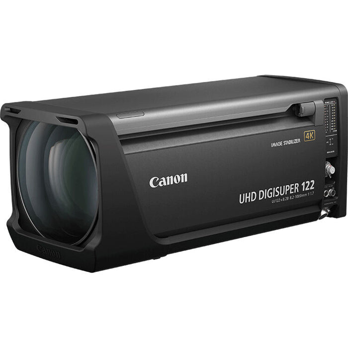 Canon UJ122x8.2B IE-D UHD DIGISUPER 122x 4K broadcast box lens with 8.2-1000mm range and extender