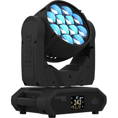 CHAUVET Professional Maverick Force 2 BeamWash LED moving head fixture with pixel mapping, RGBW color mixing, and motorized zoom