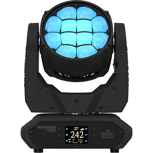 CHAUVET Professional Maverick Force 2 BeamWash LED moving head fixture with pixel mapping, RGBW color mixing, and motorized zoom