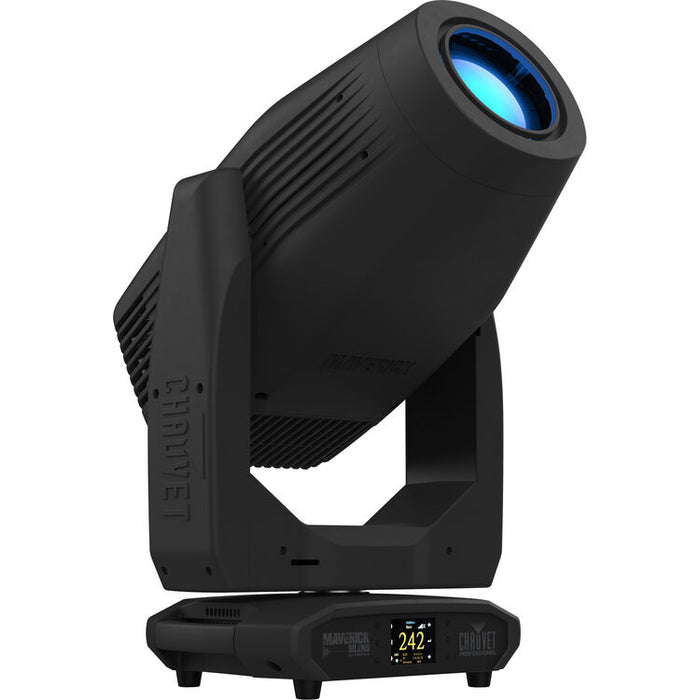 CHAUVET Professional Maverick Silens 2X Profile moving head fixture with framing shutters, CMY color mixing, and ultra-quiet operation