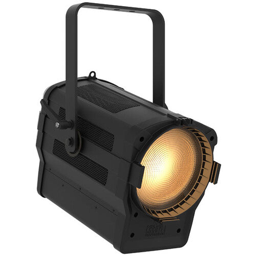 Warm white LED Fresnel-style fixture with motorized zoom for theatrical, broadcast, worship, and performance lighting applications.