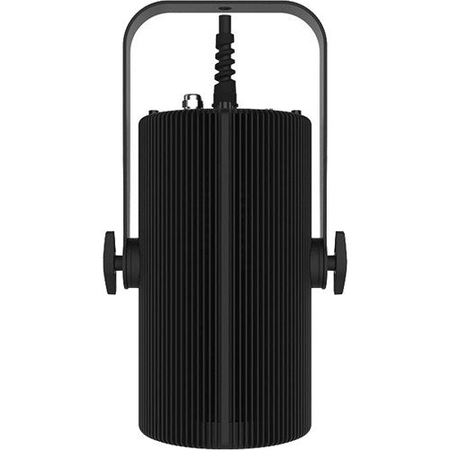 Warm white LED house light in black finish for theaters, churches, auditoriums, and performance venues with smooth professional dimming.