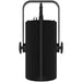 Full-color LED house light in black finish for theaters, auditoriums, churches, and performance venues with professional dimming control.