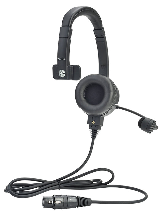 Clear-Com CC-110 single-ear lightweight intercom headset with 4-pin XLR connector