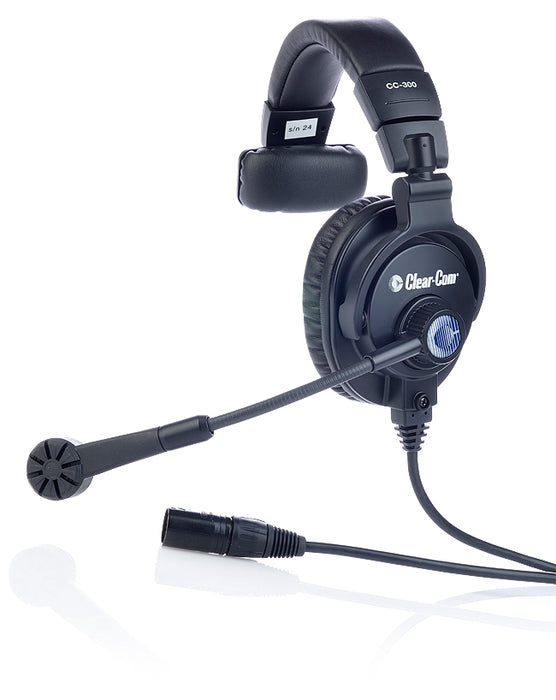 Clear-Com CC-300 single-ear professional intercom headset with 4-pin XLR connector