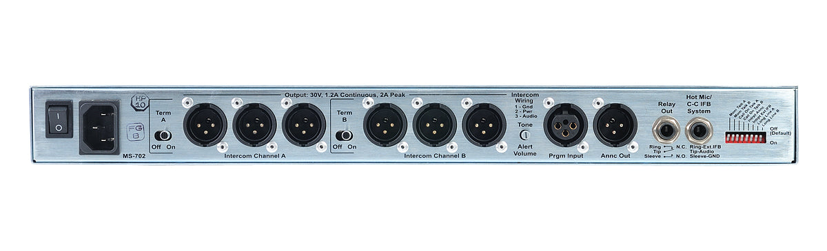 Clear-Com MS-702 two-channel analog intercom main station with headset and built-in speaker