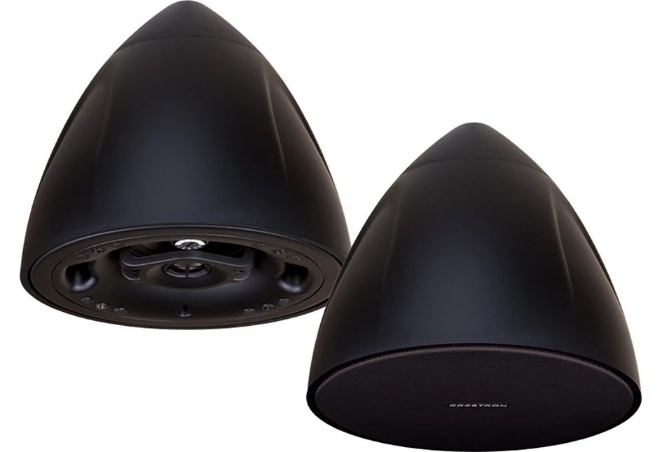 Crestron SAROS PD4T-B-T-EACH 4" Pendant Speaker in black, ideal for high-quality audio in commercial and residential spaces.