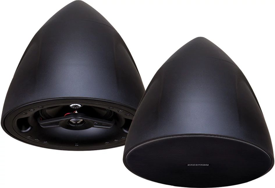 Crestron SAROS PD6T-B-T-EACH 6.5" black pendant speaker for high-quality audio in commercial and residential spaces.
