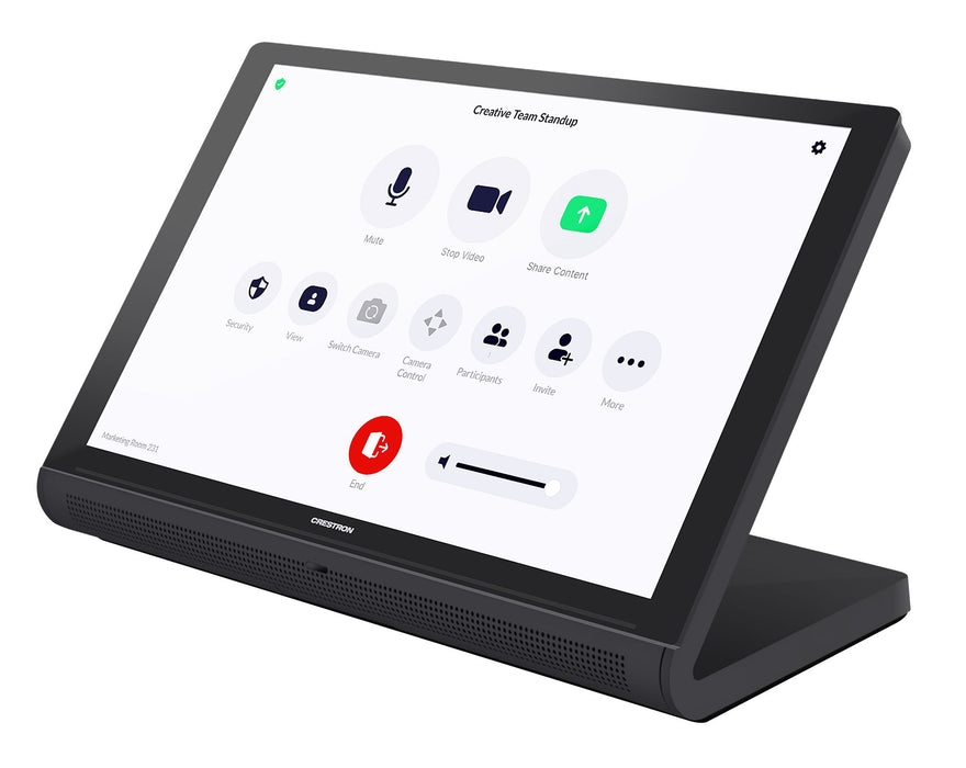 Crestron TS-1070-B-S 10.1" Touch Screen Control Panel in black, offering customizable touch controls for smart home and business solutions.