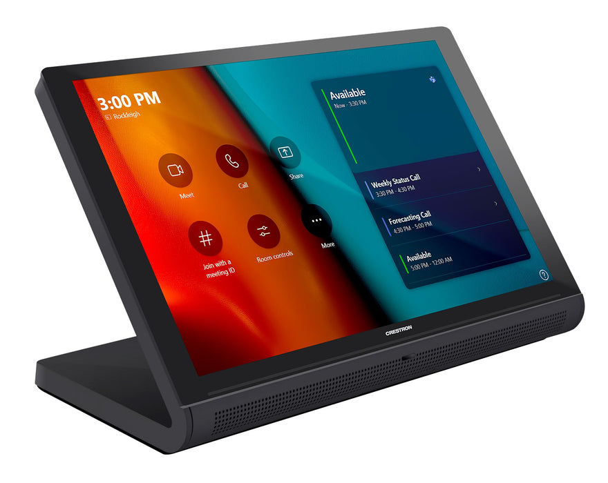 Crestron TS-1070-B-S 10.1" Touch Screen Control Panel in black, offering customizable touch controls for smart home and business solutions.