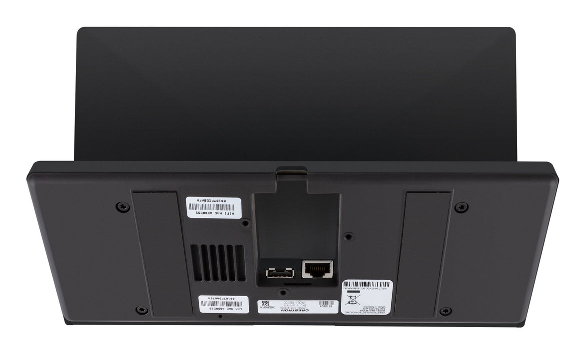 Crestron TS-1070-B-S 10.1" Touch Screen Control Panel in black, offering customizable touch controls for smart home and business solutions.
