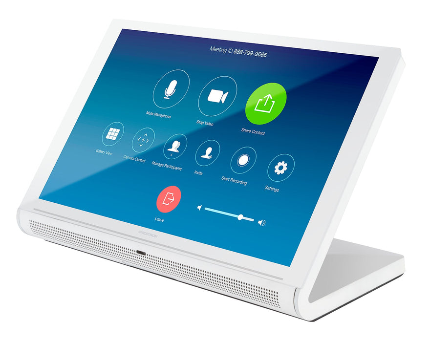 Crestron TS-1070-W-S 10.1" Touch Screen Control Panel in white, offering customizable touch controls for smart home and business solutions.
