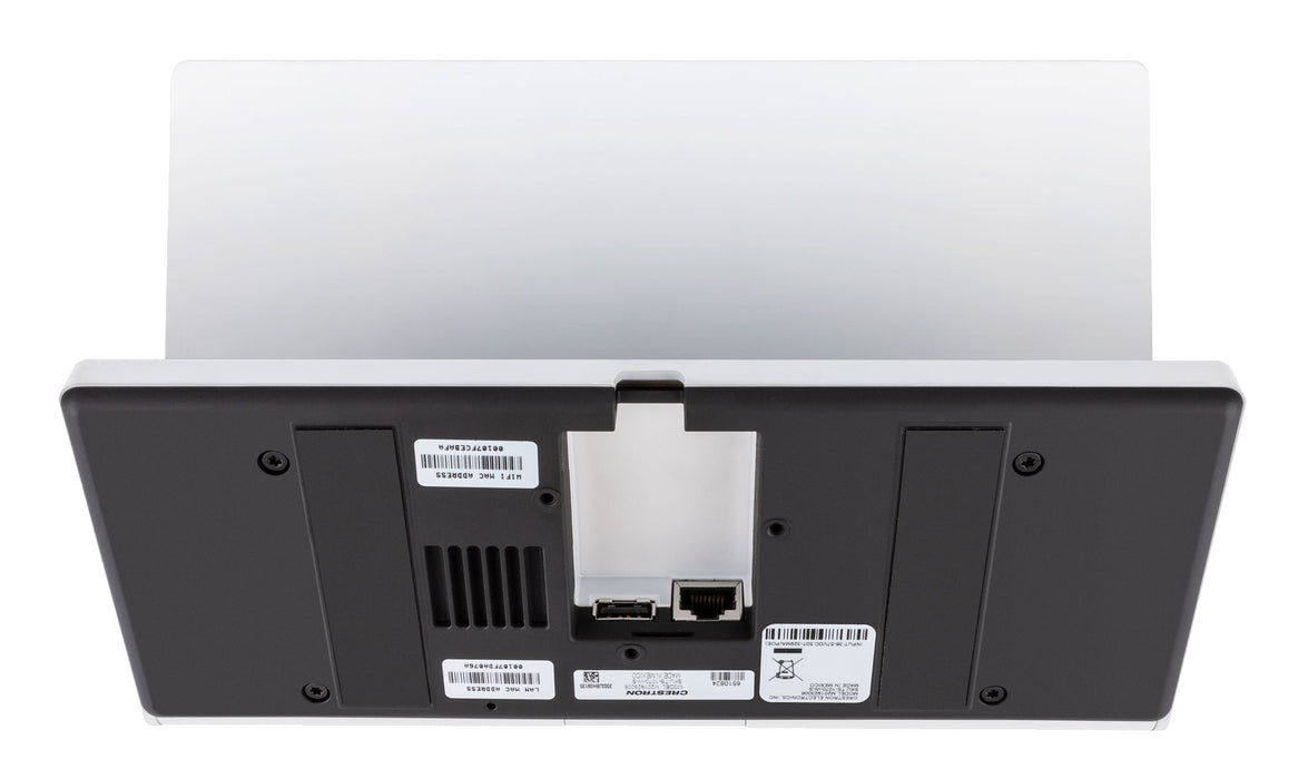 Crestron TS-1070-W-S 10.1" Touch Screen Control Panel in white, offering customizable touch controls for smart home and business solutions.