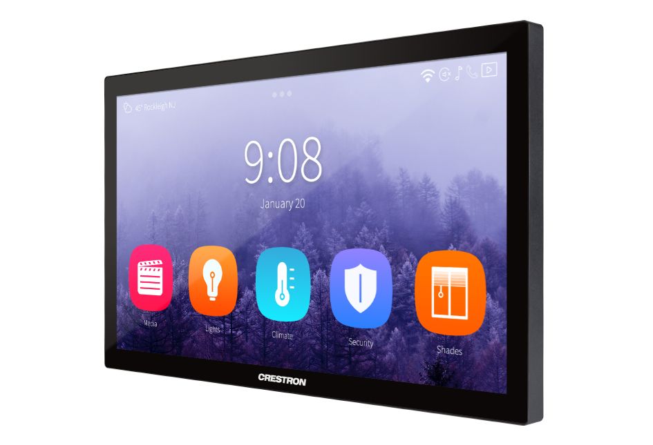 Crestron TSD-2220-B 22" Touch Screen Display with sleek black design for interactive control.