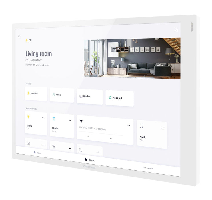 Crestron TSW-1070R-W 10.1-inch Touchscreen Room Scheduling Panel with high-resolution display and PoE connectivity