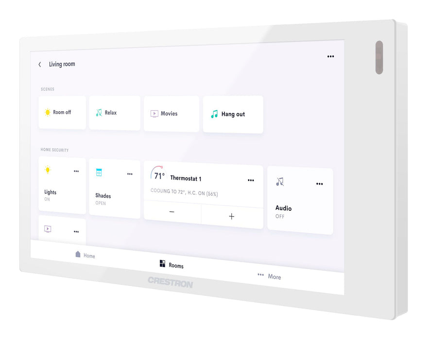 Crestron TSW-570-W-S 5-inch touch screen panel in black, featuring a high-resolution display and advanced control capabilities for smart automation.