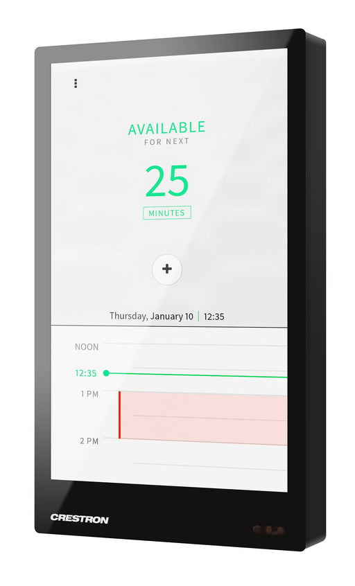 Crestron TSW-570P-B-S 5-inch portrait touch screen in black smooth finish, designed for intuitive control and automation in commercial and residential settings.
