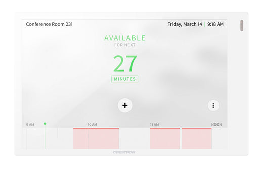 Crestron TSW-770-W-S 7-inch touch screen panel in white, designed for smart control, automation, and AV system integration.