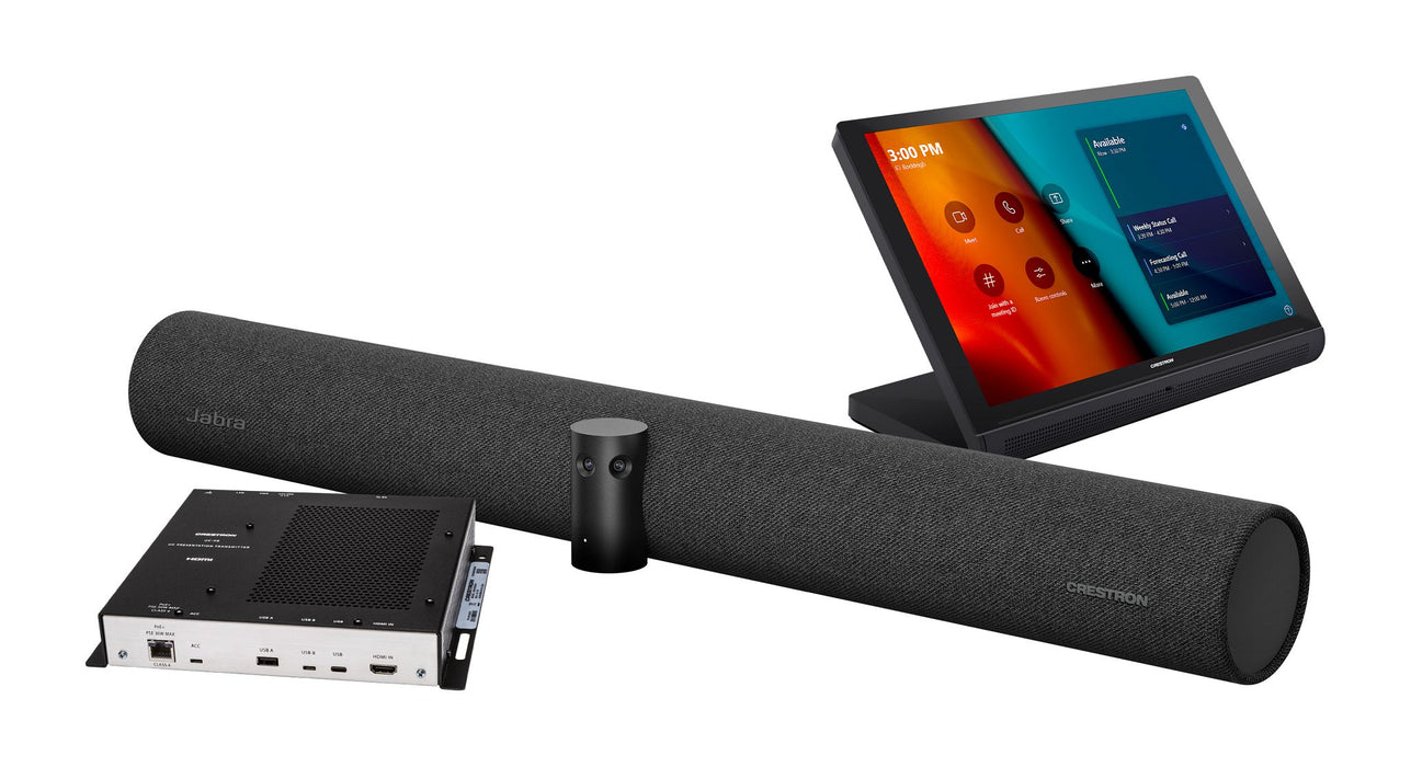 Crestron UC-B30-T video conferencing system with Microsoft Teams sound bar, designed for seamless collaboration and high-quality audio-visual performance in meetings.
