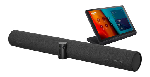 Crestron UC-B31-T video conferencing system for Microsoft Teams® Rooms, featuring an intelligent soundbar and camera with advanced AI capabilities.