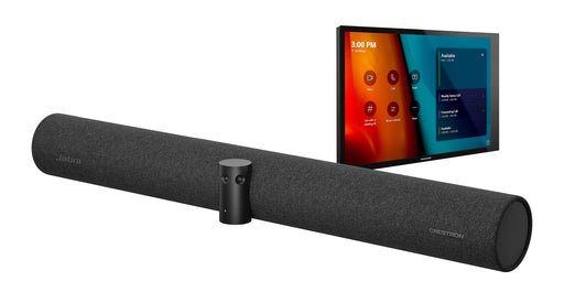 Crestron UC-B31-T-WM Flex wall mount conferencing system for Microsoft Teams Rooms with an all-in-one video bar, intelligent audio, and touch controller.